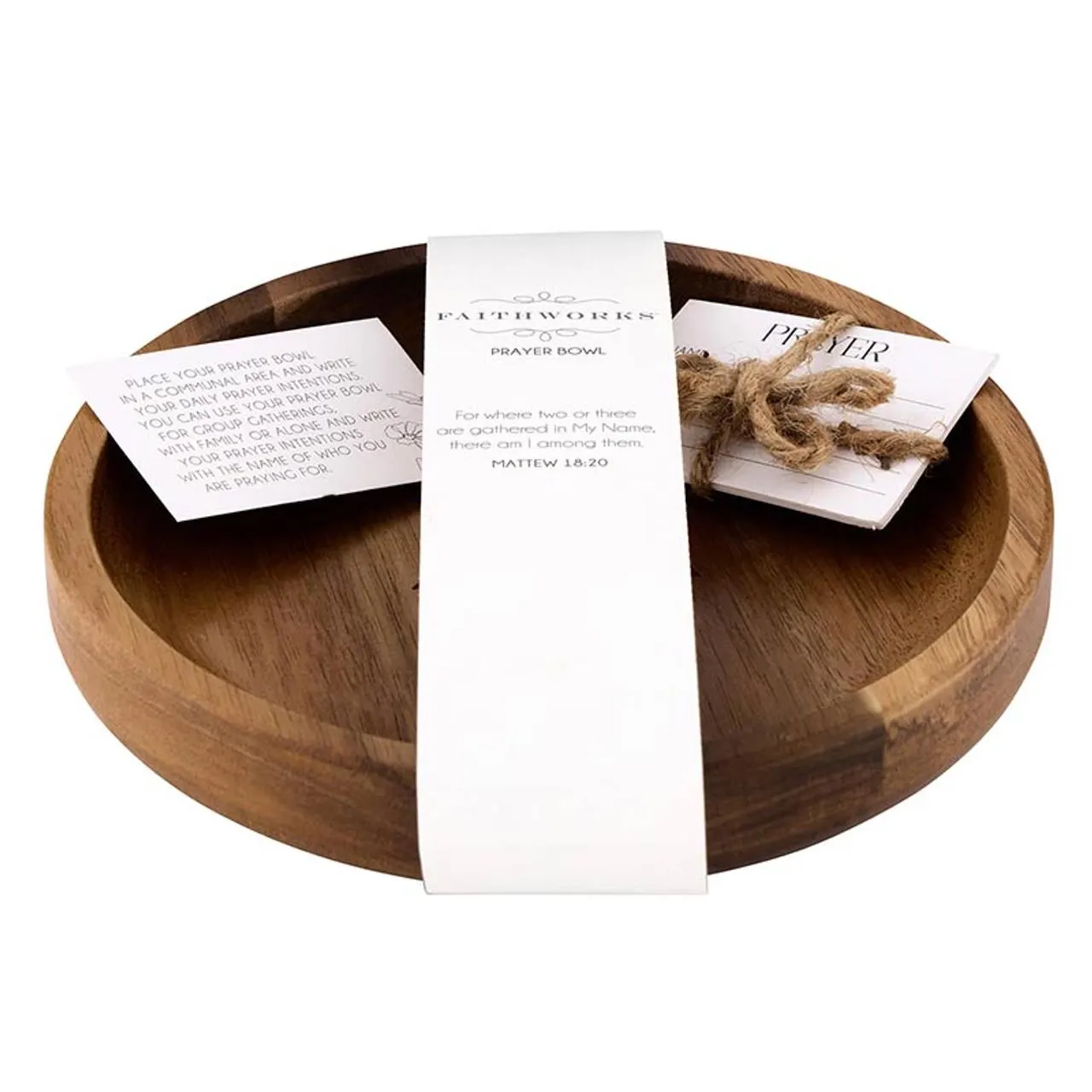 Circle Prayer Bowl | Mango Wood with Prayer Cards | Faith Centerpiece (7.875″ DIA × 1.25″ D) | Free Shipping - Image 2