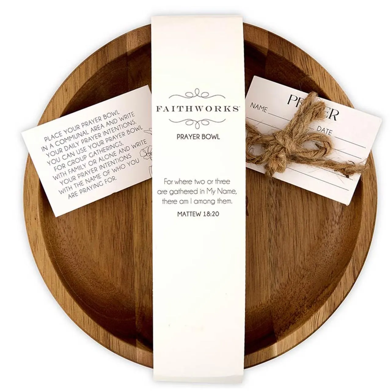 Circle Prayer Bowl | Mango Wood with Prayer Cards | Faith Centerpiece (7.875″ DIA × 1.25″ D) | Free Shipping - Image 3