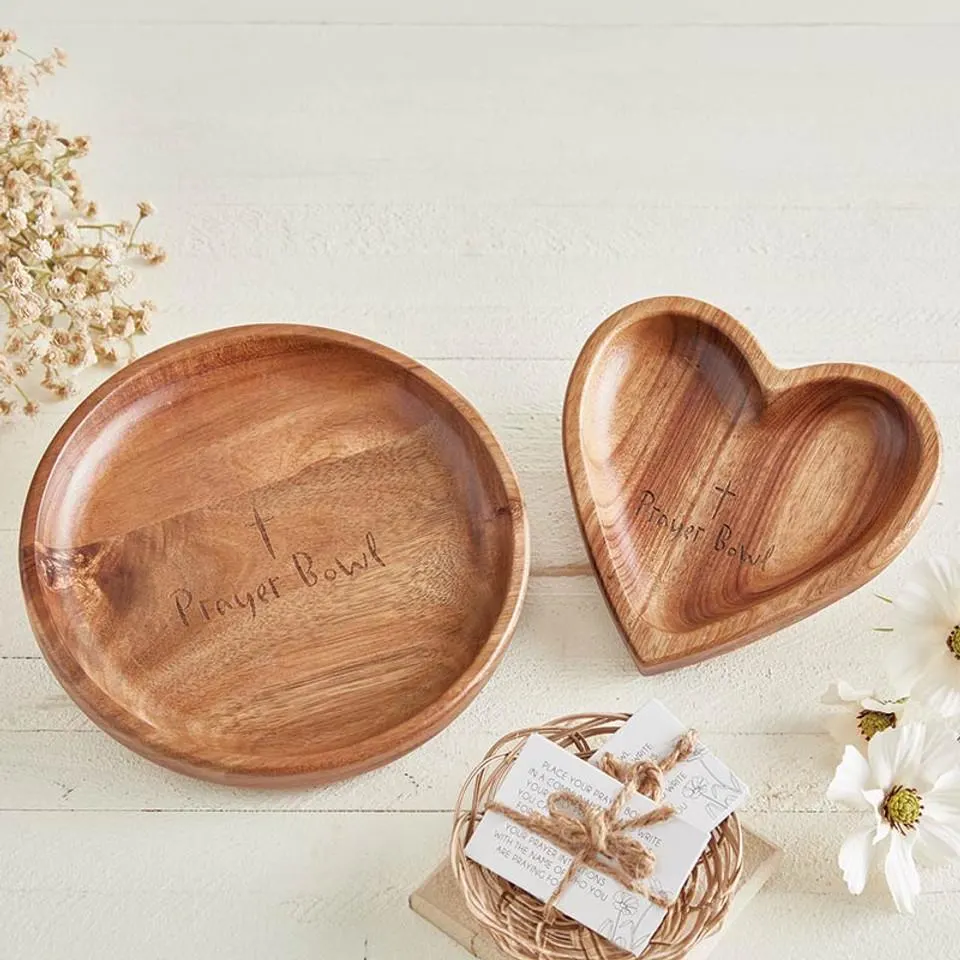 Circle Prayer Bowl | Mango Wood with Prayer Cards | Faith Centerpiece (7.875″ DIA × 1.25″ D) | Free Shipping - Image 5