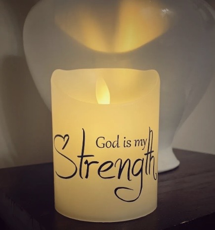 Flameless Flickering Candle - God is my strength