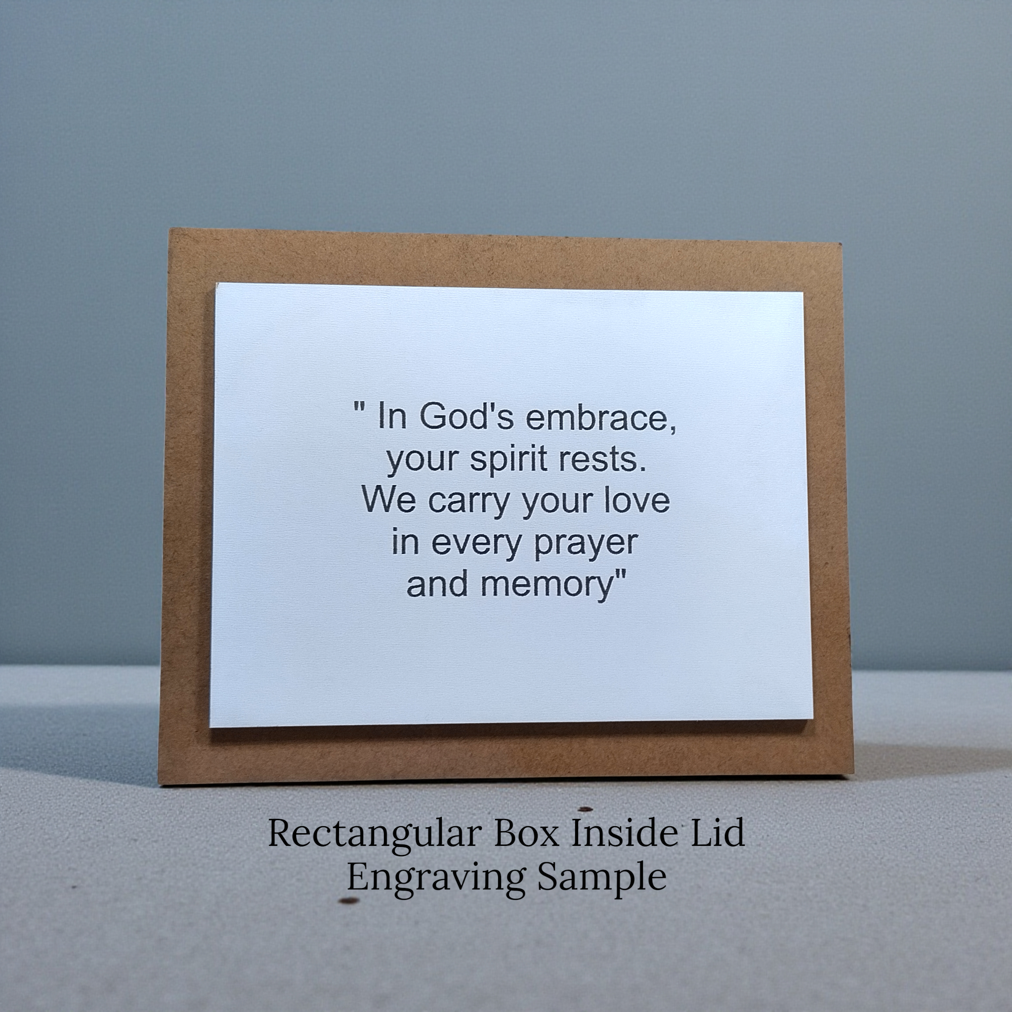 close up of engraved inside lid of rectangular keepsake box