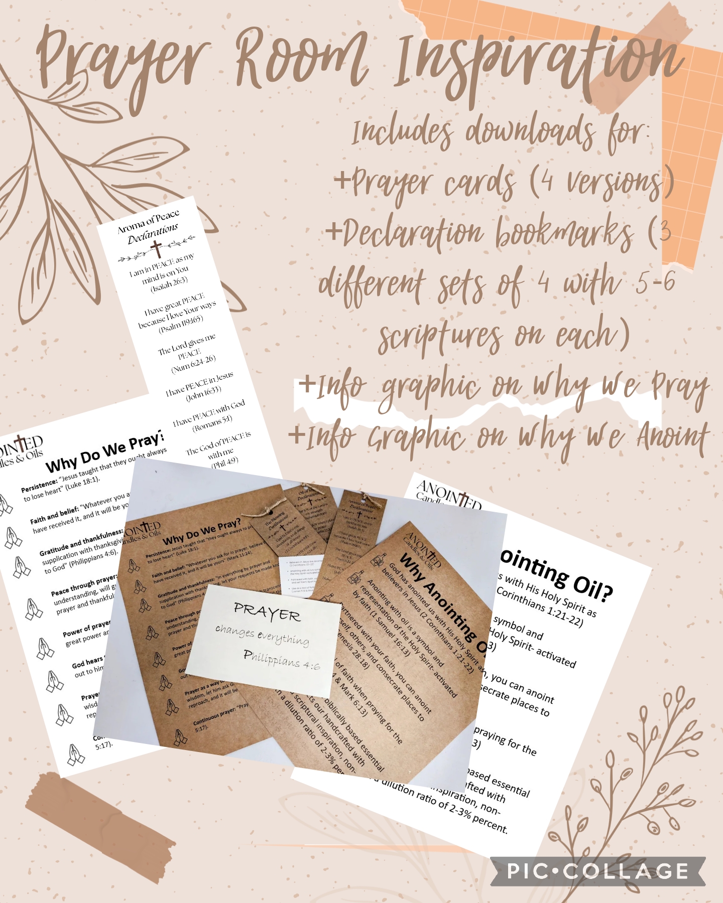 Digital Set of Declaration Bookmarks, Prayer Cards for Prayer Room, Teaching Tools for Why we pray? Why we anoint?