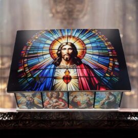 stained Glass look of Sacred heart of Jesus Keepsake box