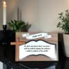 wodden and acrylic engraved bible verse plaque on a marble counter psalm 46;10