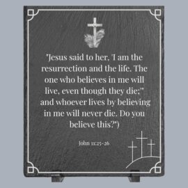 8x10 slate Bible verse plaque in portrait orientation with plastic stand – custom engraved Christian gift"
