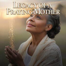 African American older woman on album cover "Legacy Of A Praying" Mother looking up towards the sky.