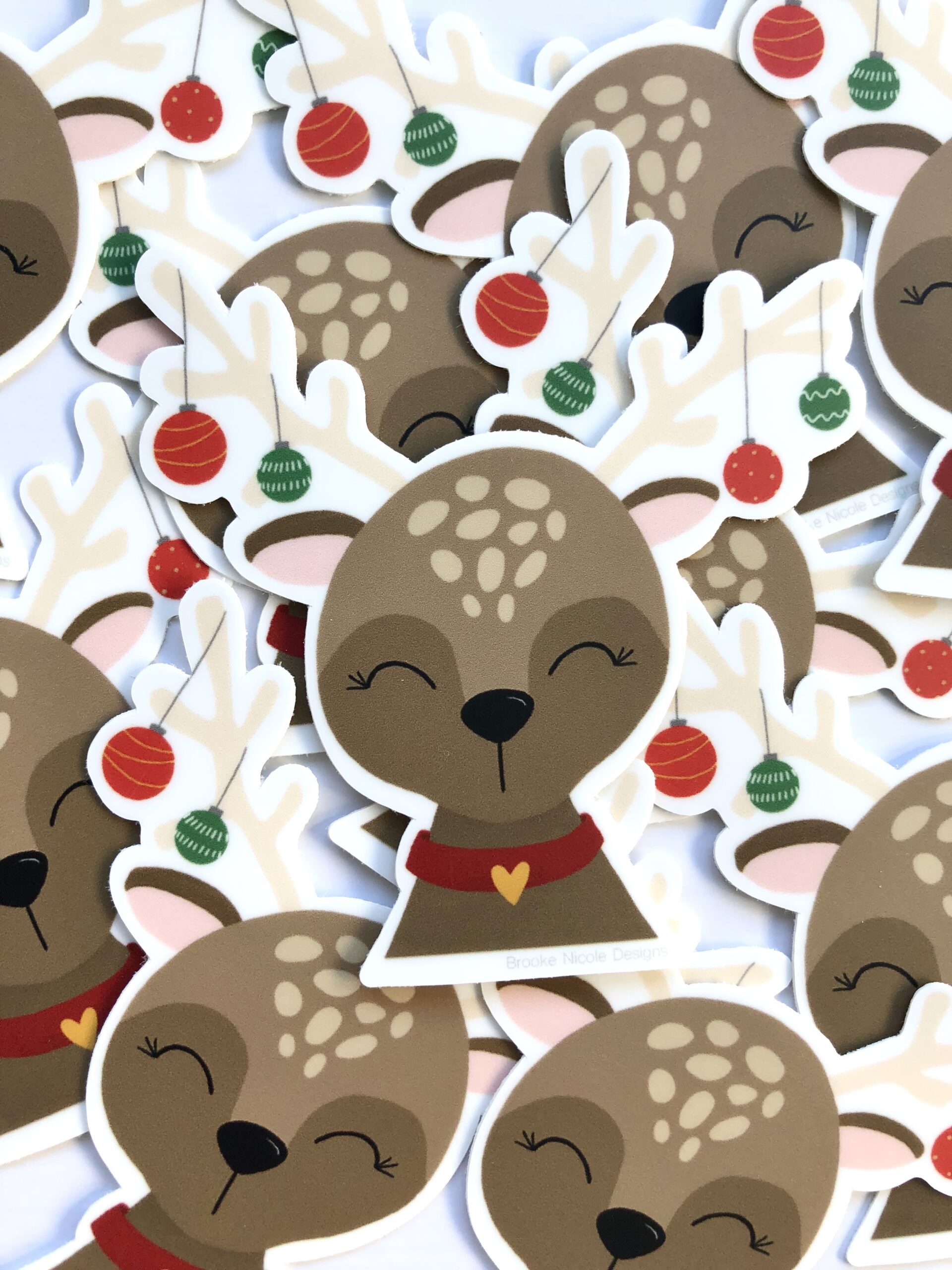 Cute Reindeer Christmas Vinyl Sticker