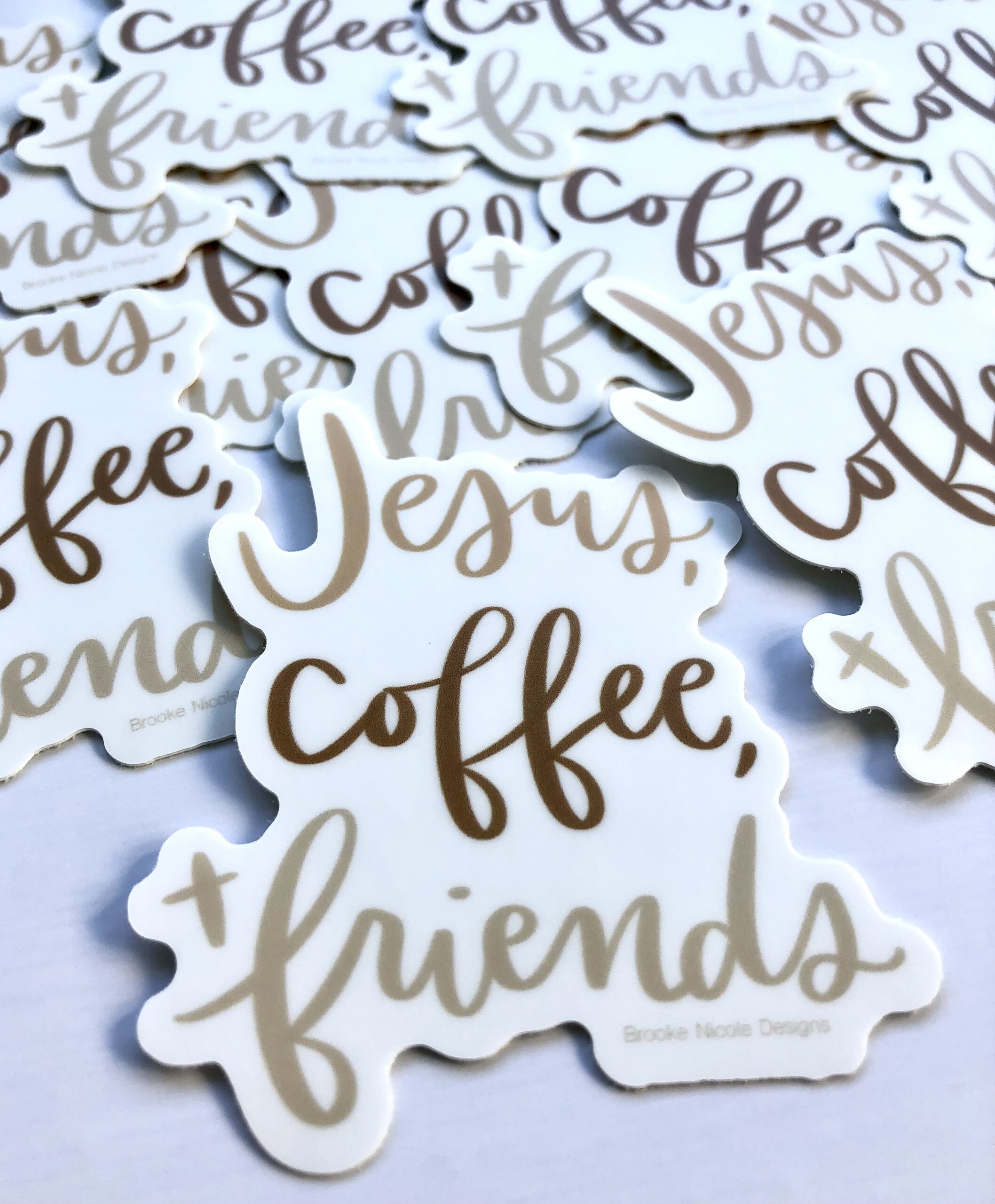 Jesus, Coffee & Friends Vinyl Sticker - Image 2