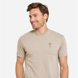 Men's tee shirt with cross on left chest