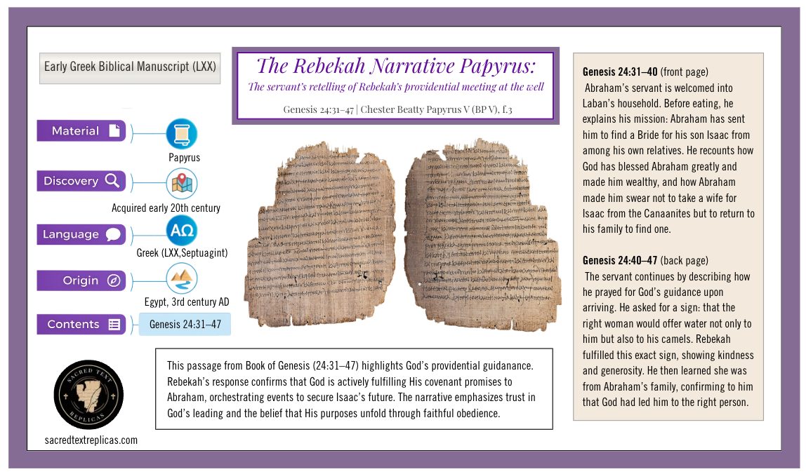 Rebekah at the Well Narrative | Genesis 24:31–47 Papyrus | Master-crafted Replica - Image 4