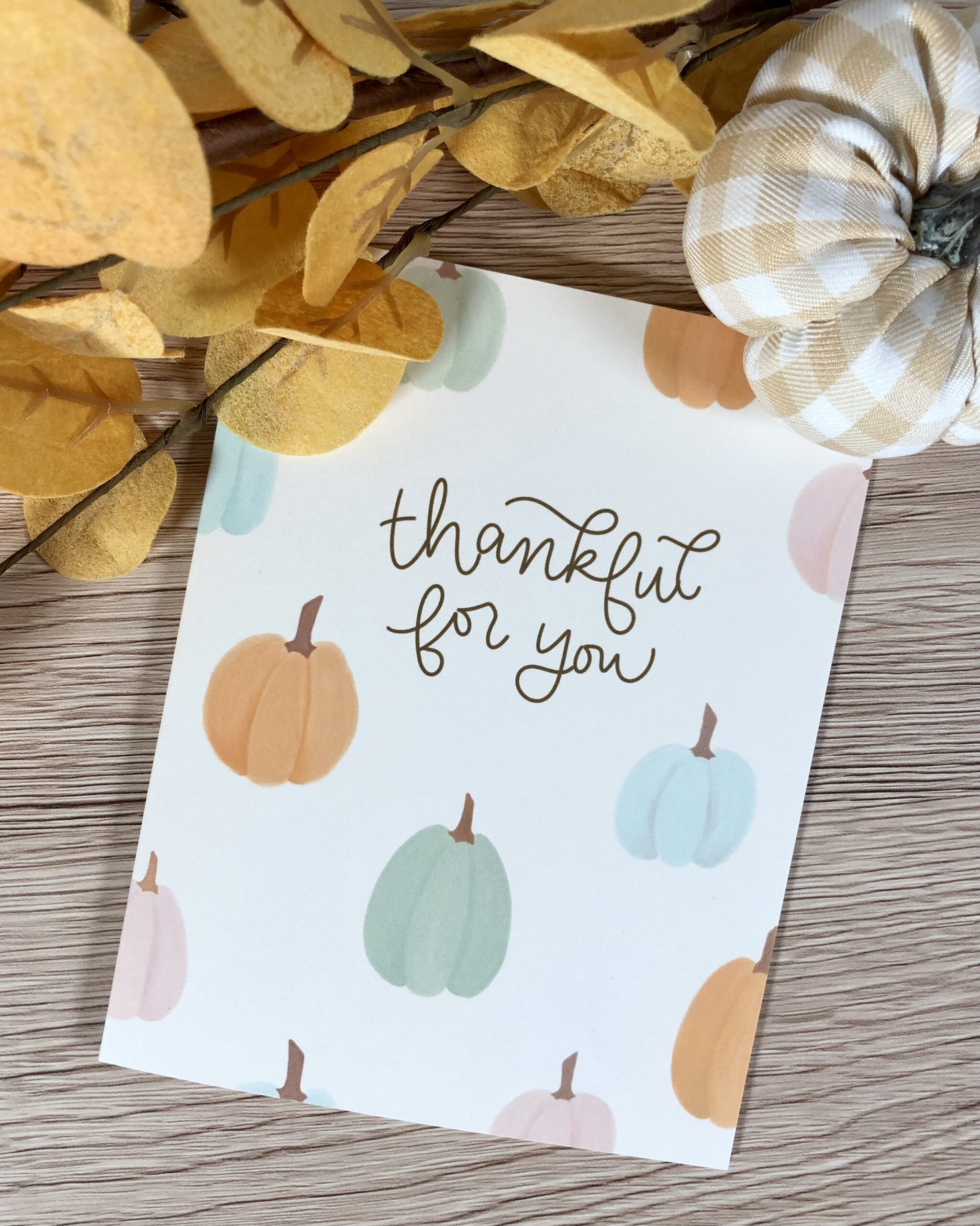 Thankful for You Pumpkin Autumn Card