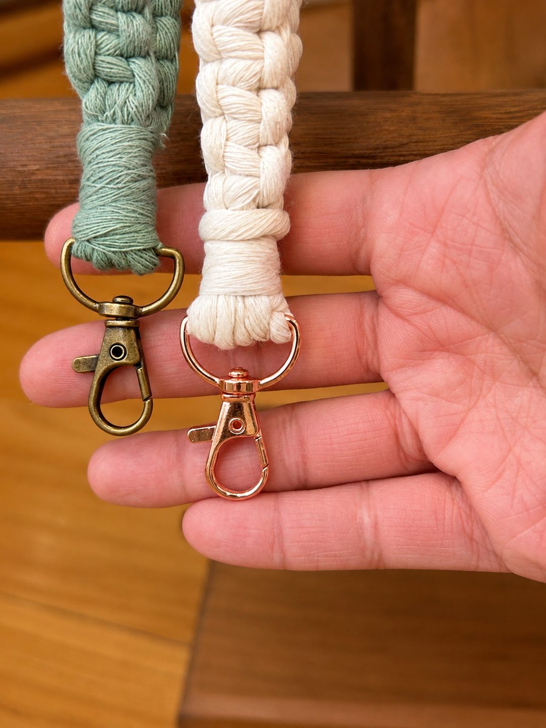 Macrame Box Stitch Wristlet Keychain | Handmade Boho Key Fob - Image 3