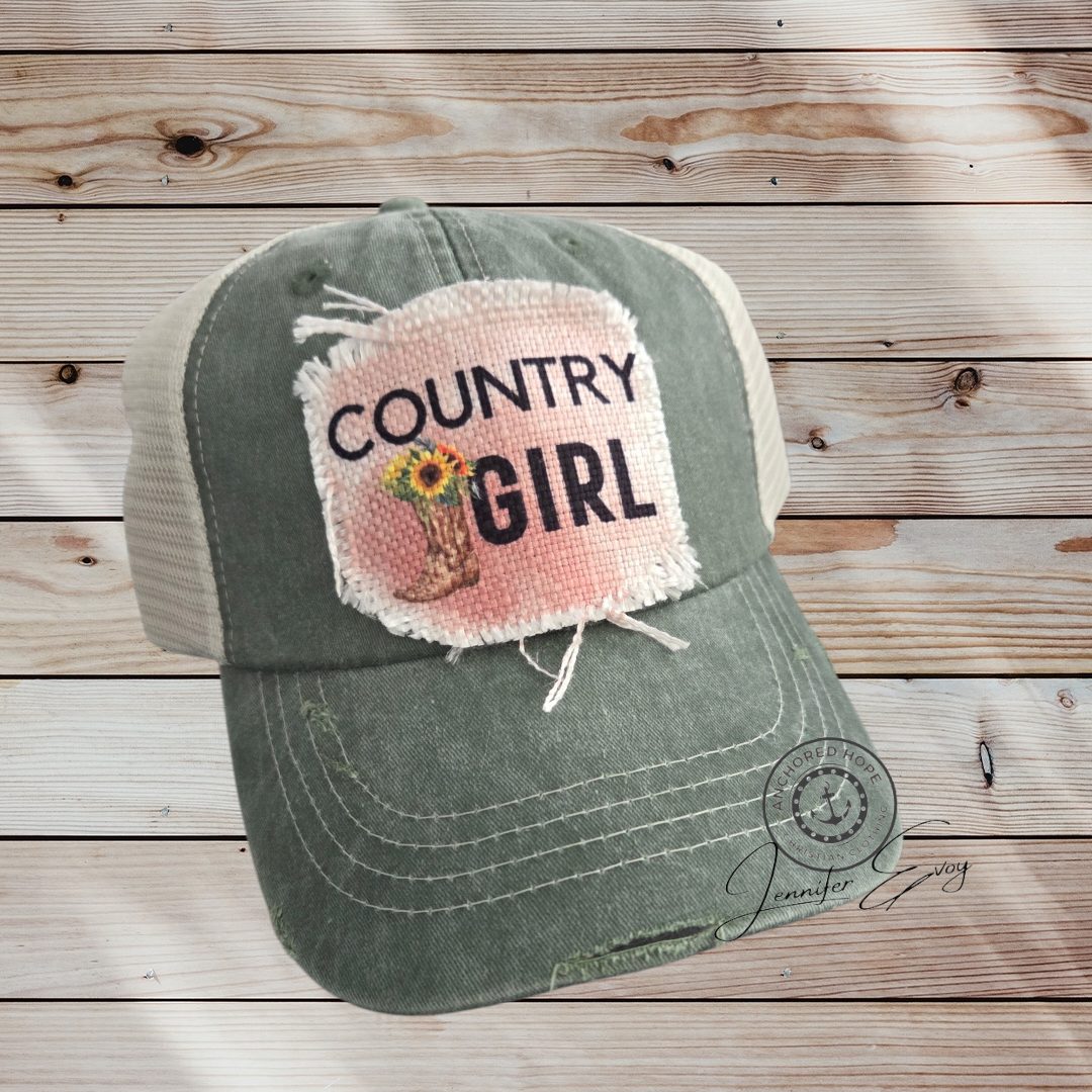 Country Girl Frayed Patch Hat