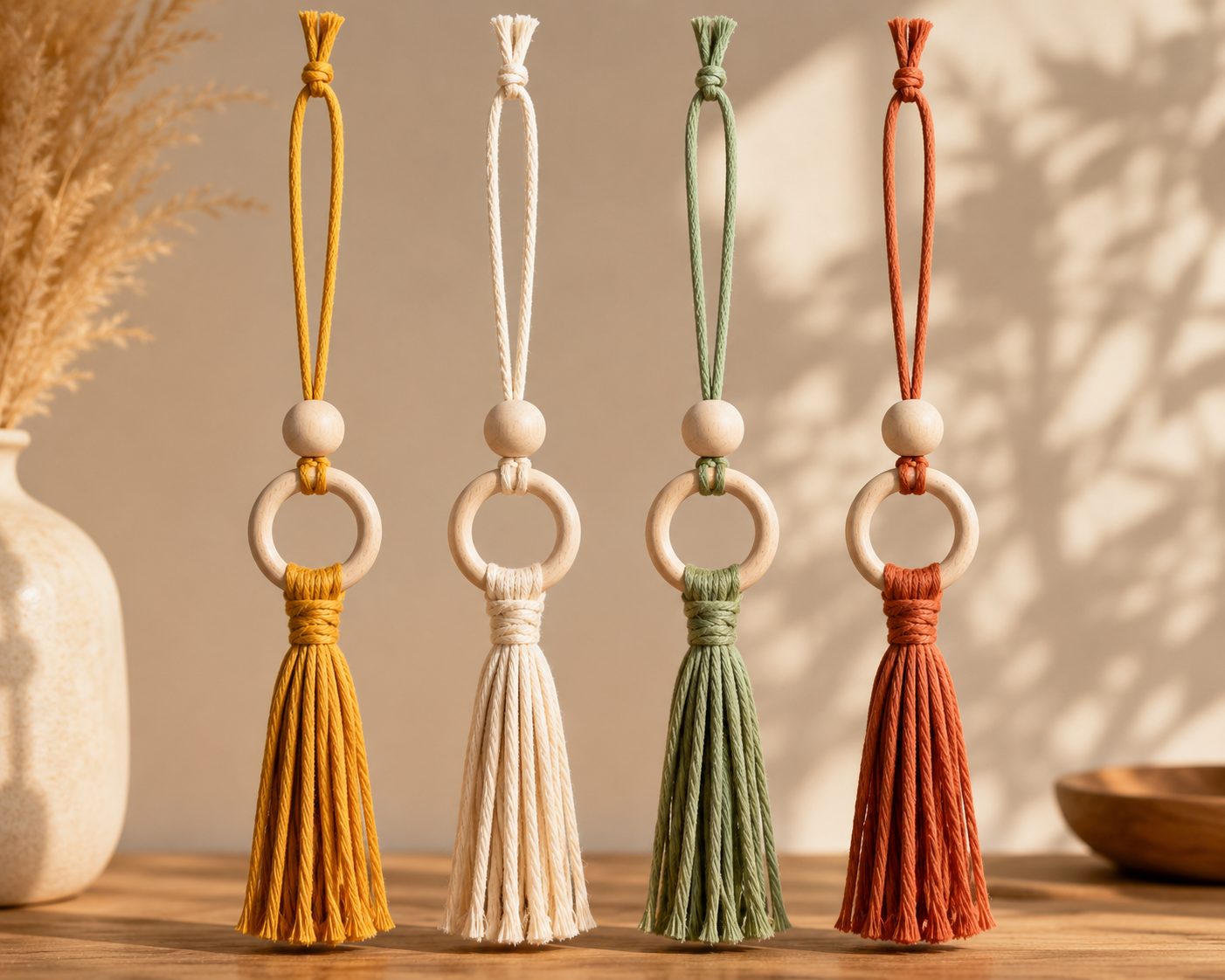 Halo Tassel Car Diffuser | Handmade Boho Rearview Mirror Charm - Image 4