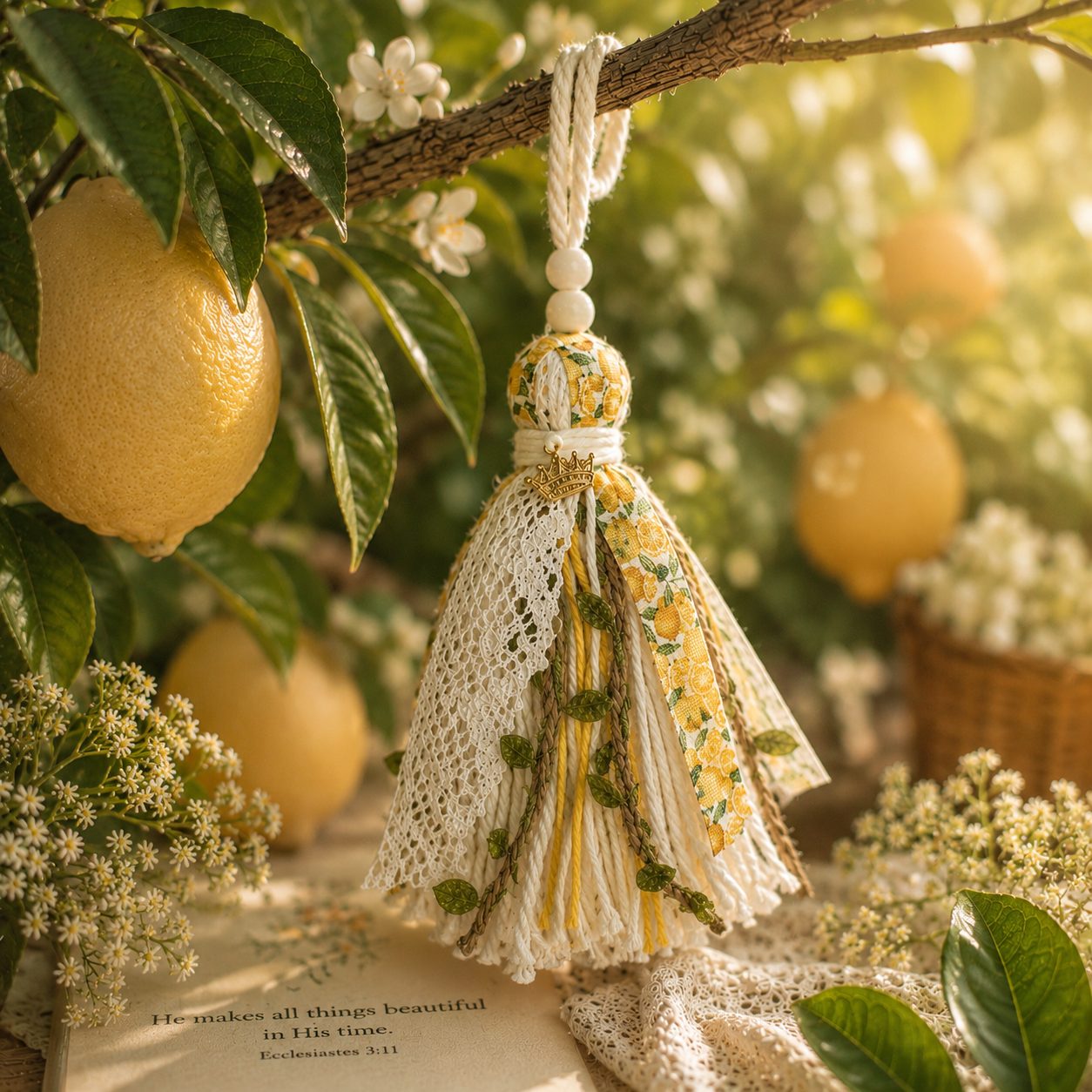 Lemon Drop Bookmark Tassel | Handmade Christian Bookmark