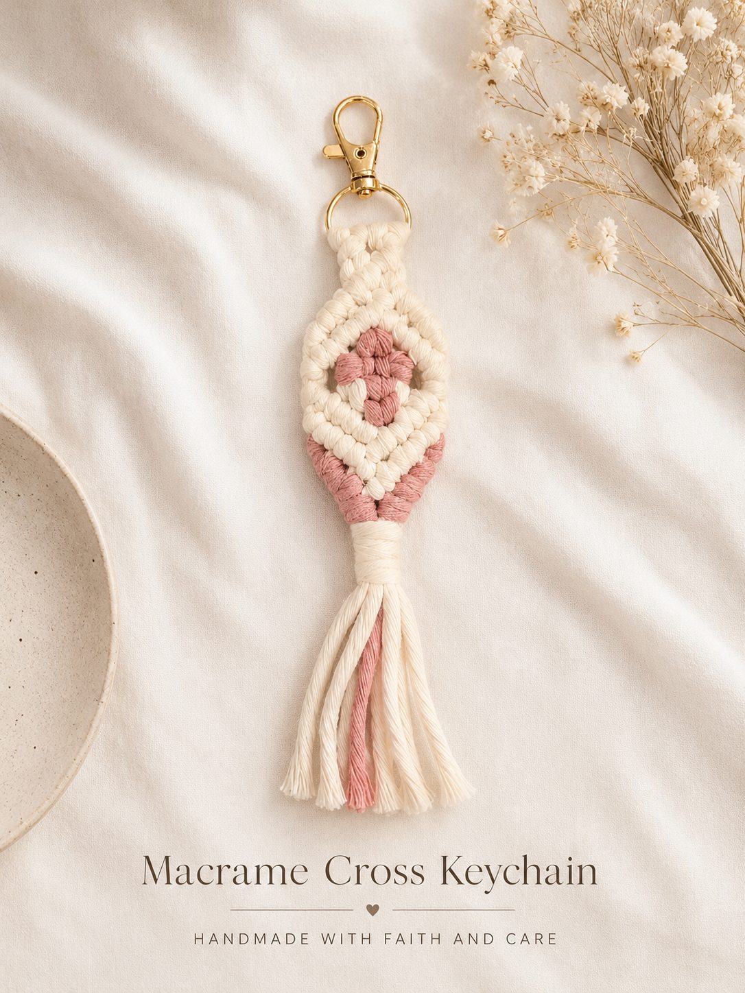 Macrame Cross Keychain | Handmade Christian Gift