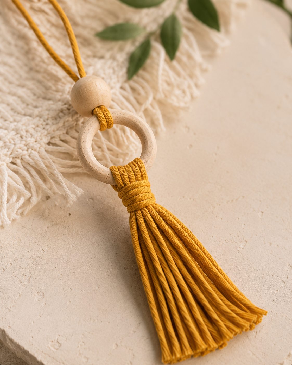 Halo Tassel Car Diffuser | Handmade Boho Rearview Mirror Charm - Image 5