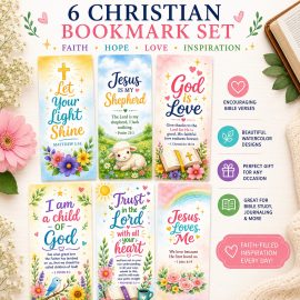 6 Christian Bookmark Set for Kids & Sunday School