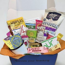 Healthy snack box care package with mug.