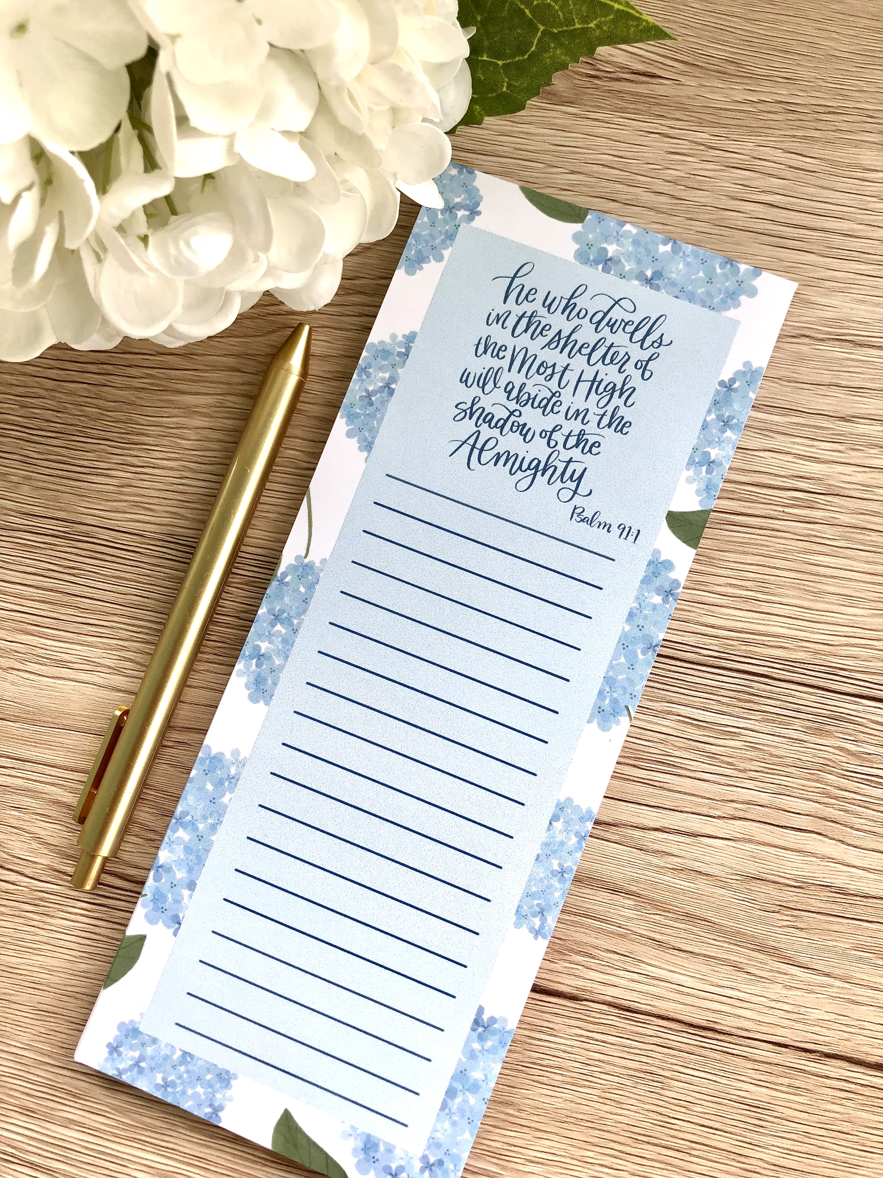Hydrangea Bible Verse Note Pad