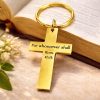 For Whosoever Shall Gold-Plated Cross Keychain