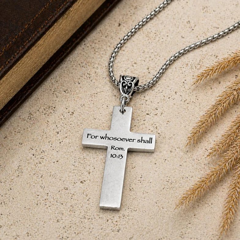 For Whosoever Shall Rom 10 13 Cross Necklace