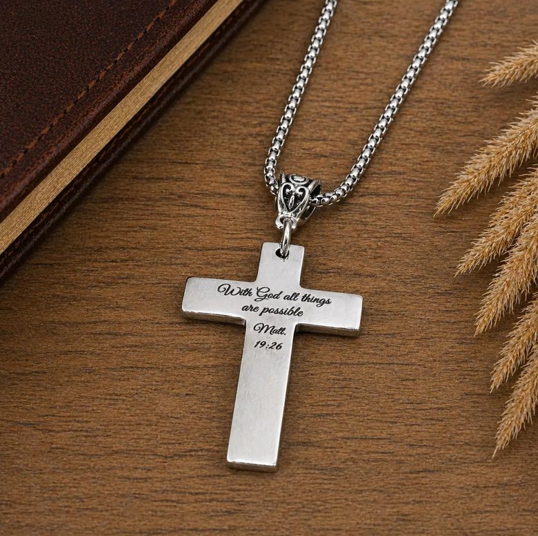 With God All Things Are Possible Cross Necklace