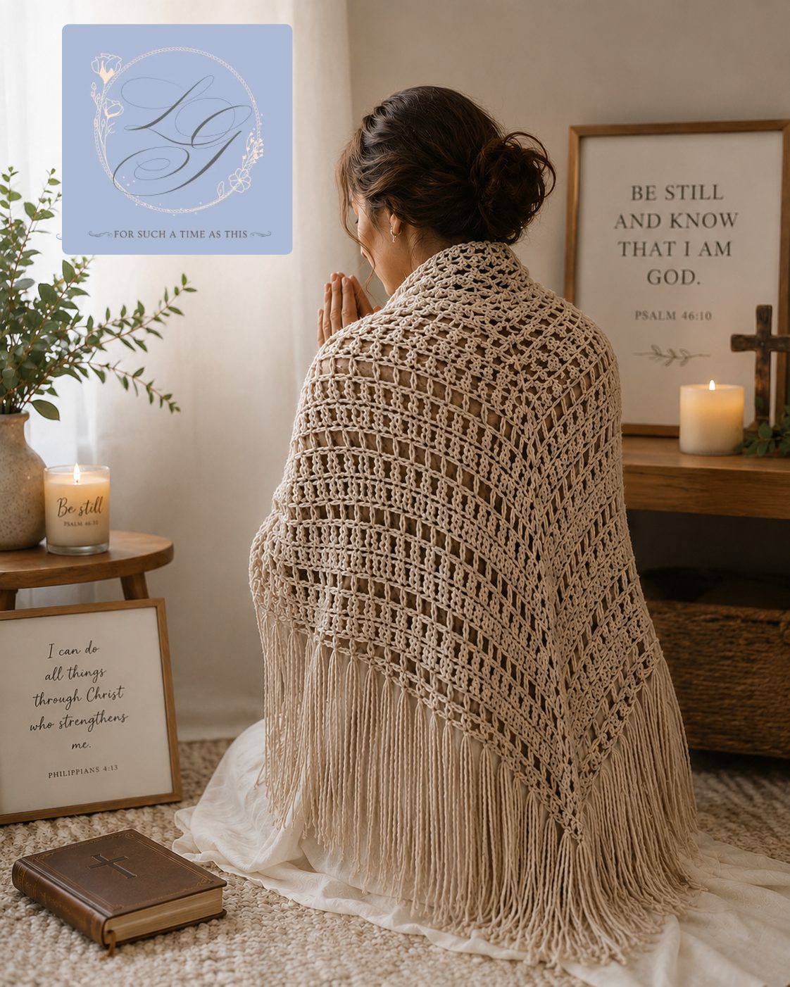 Heirloom Fringe Prayer Shawl | Handmade Crocheted Wrap - Image 3