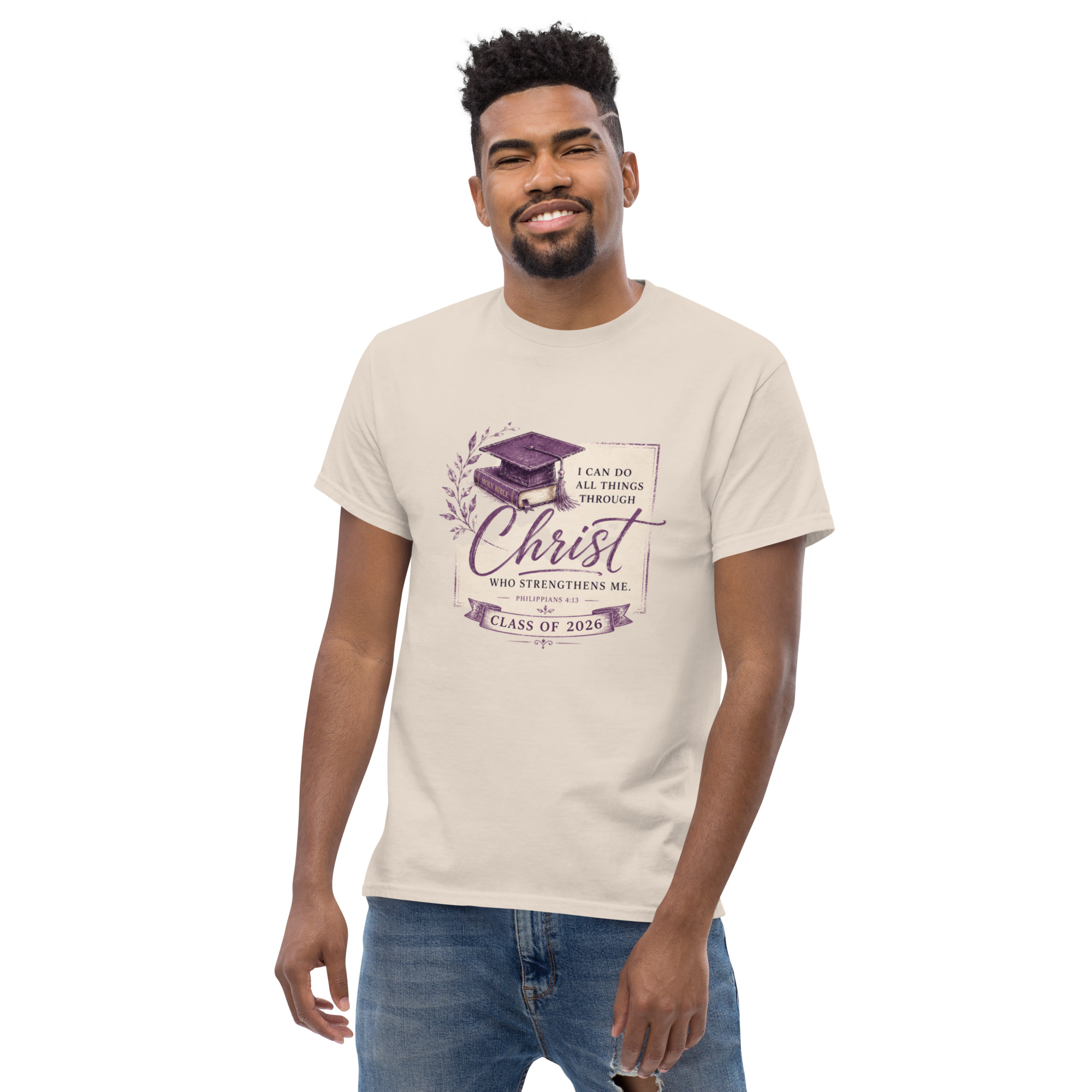 Class of 2026 Christian Graduation Unisex Classic Tee – Philippians 4:13 Vintage Faith Shirt - Image 6
