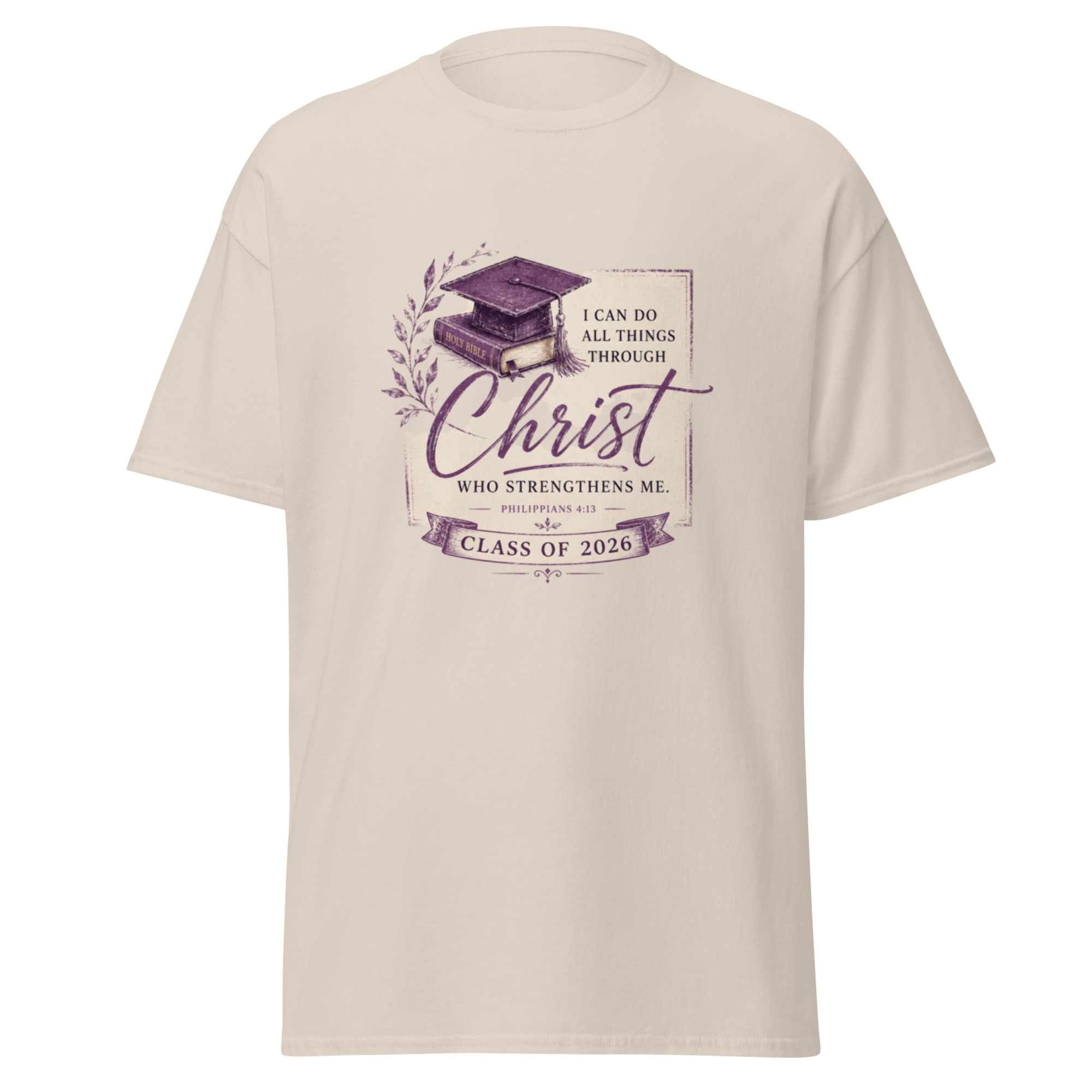 Class of 2026 Christian Graduation Unisex Classic Tee – Philippians 4:13 Vintage Faith Shirt - Image 3