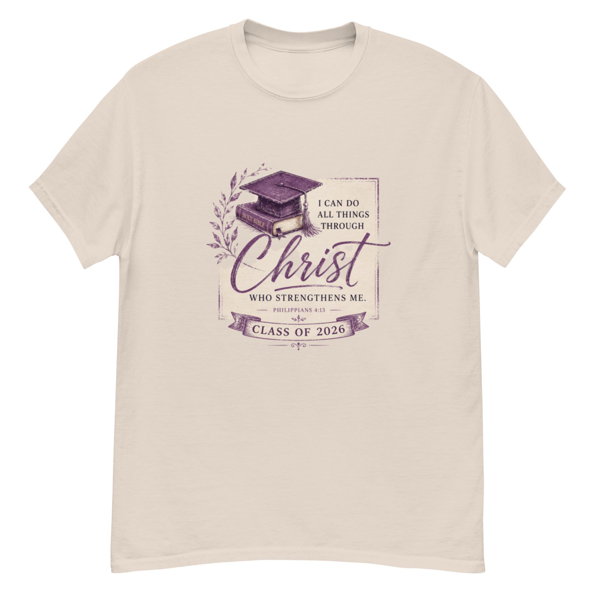 Class of 2026 Christian Graduation Unisex Classic Tee – Philippians 4:13 Vintage Faith Shirt - Image 5