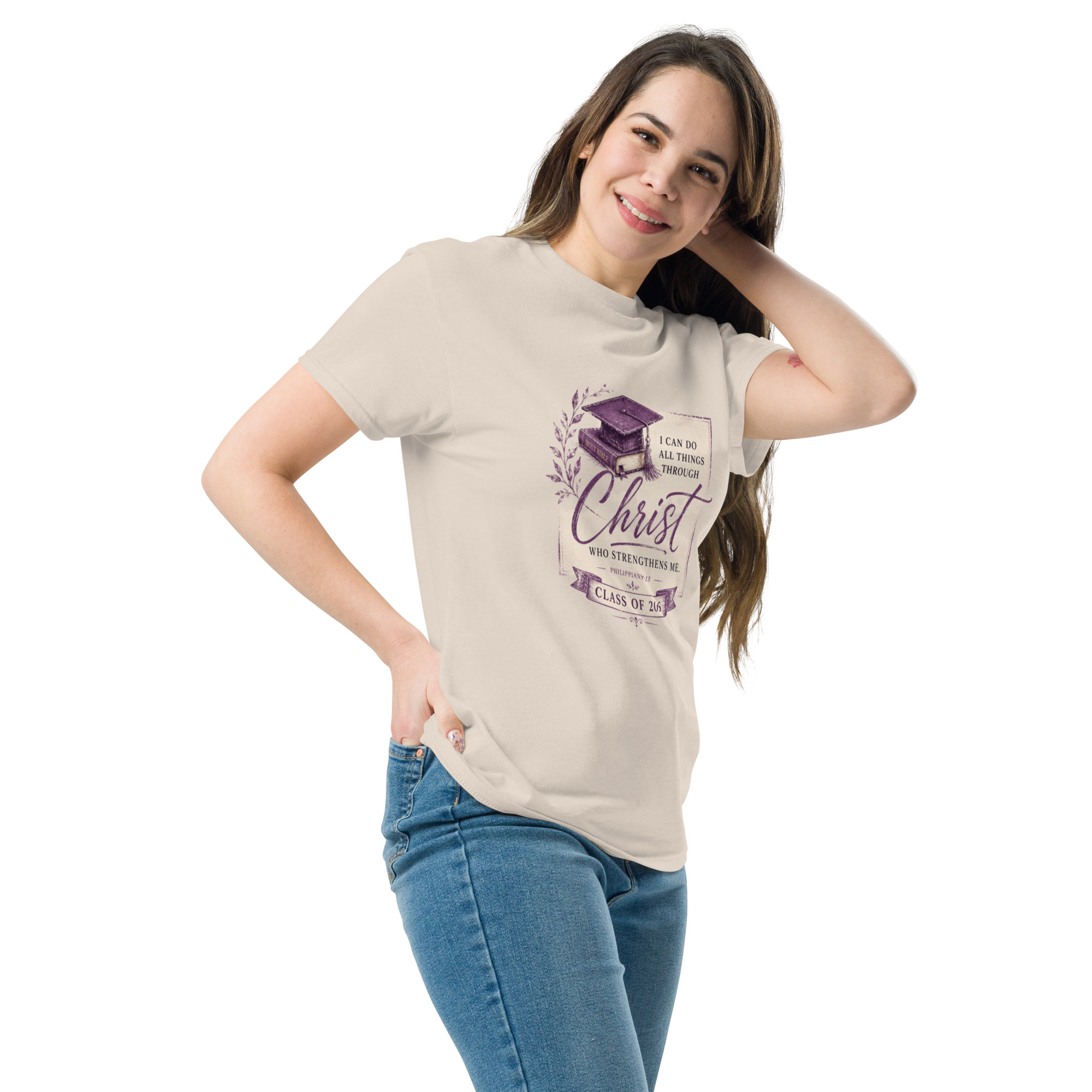 Class of 2026 Christian Graduation Unisex Classic Tee – Philippians 4:13 Vintage Faith Shirt - Image 2