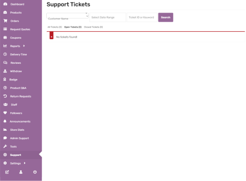 Admin Support Tickets