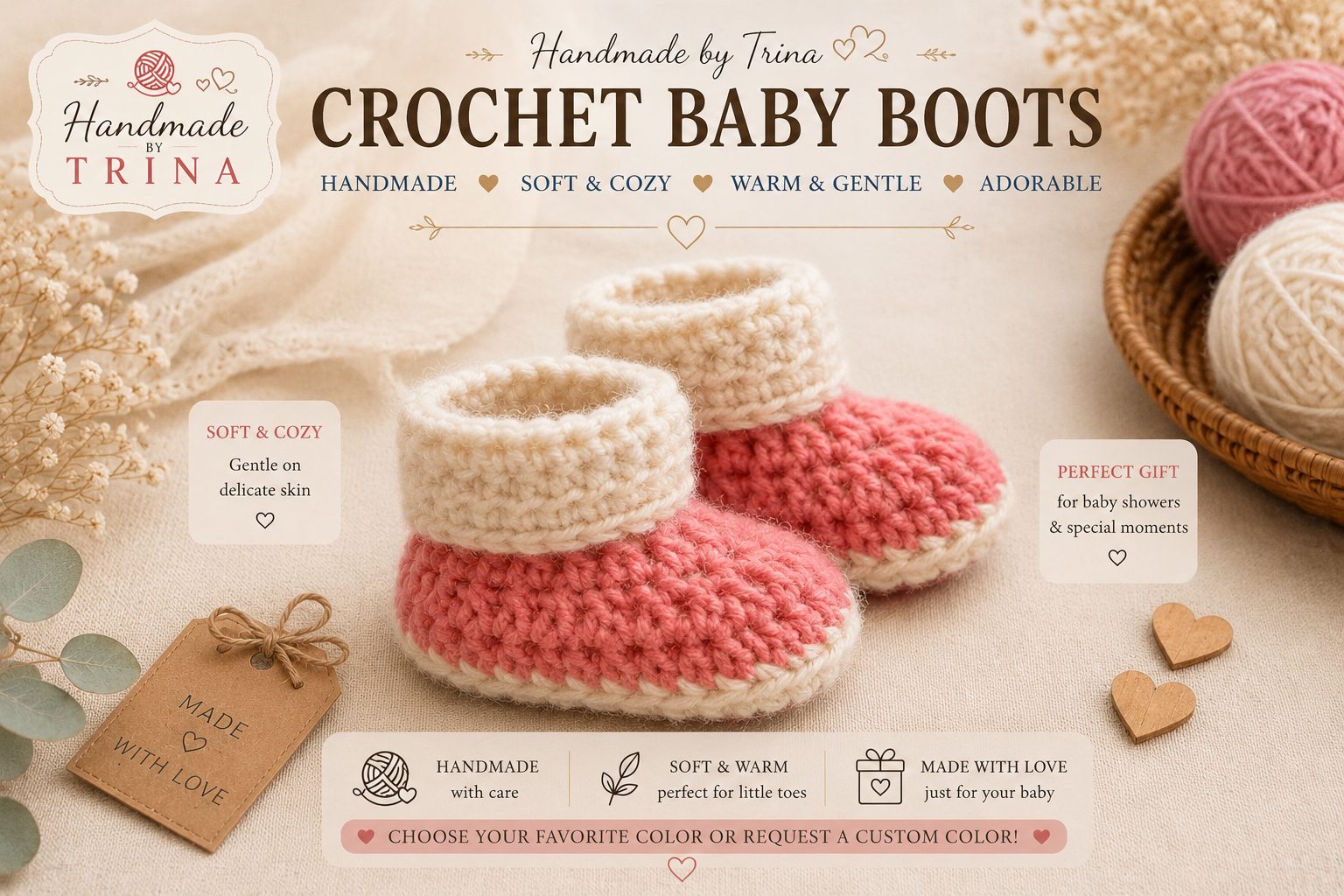 Crochet Baby Boots | Handmade Baby Booties