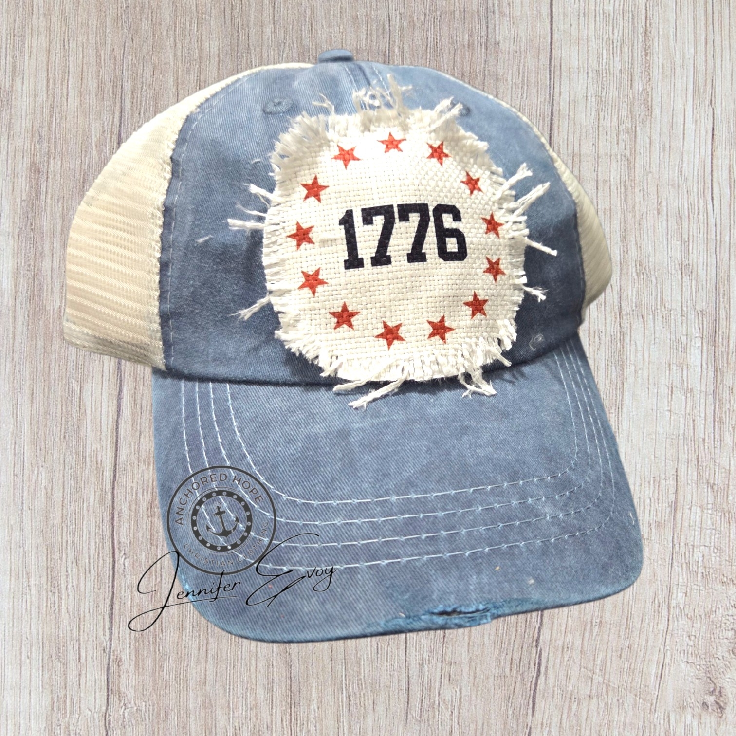 Stars 1776 Designed Frayed Patch Hat - Image 3