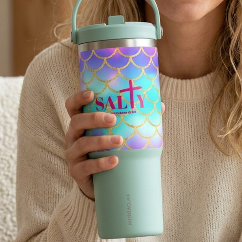 Mermaid Scale 32oz Tumbler — 'Salty' Beach Insulated Travel Cup