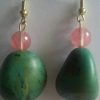 Turquoise and Coral Dangle Earrings