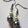 Sage and Gray Pearl Dangle Earrings