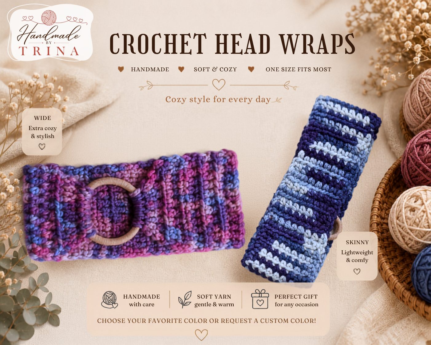 Crochet Head Wraps | Handmade Crochet Headbands
