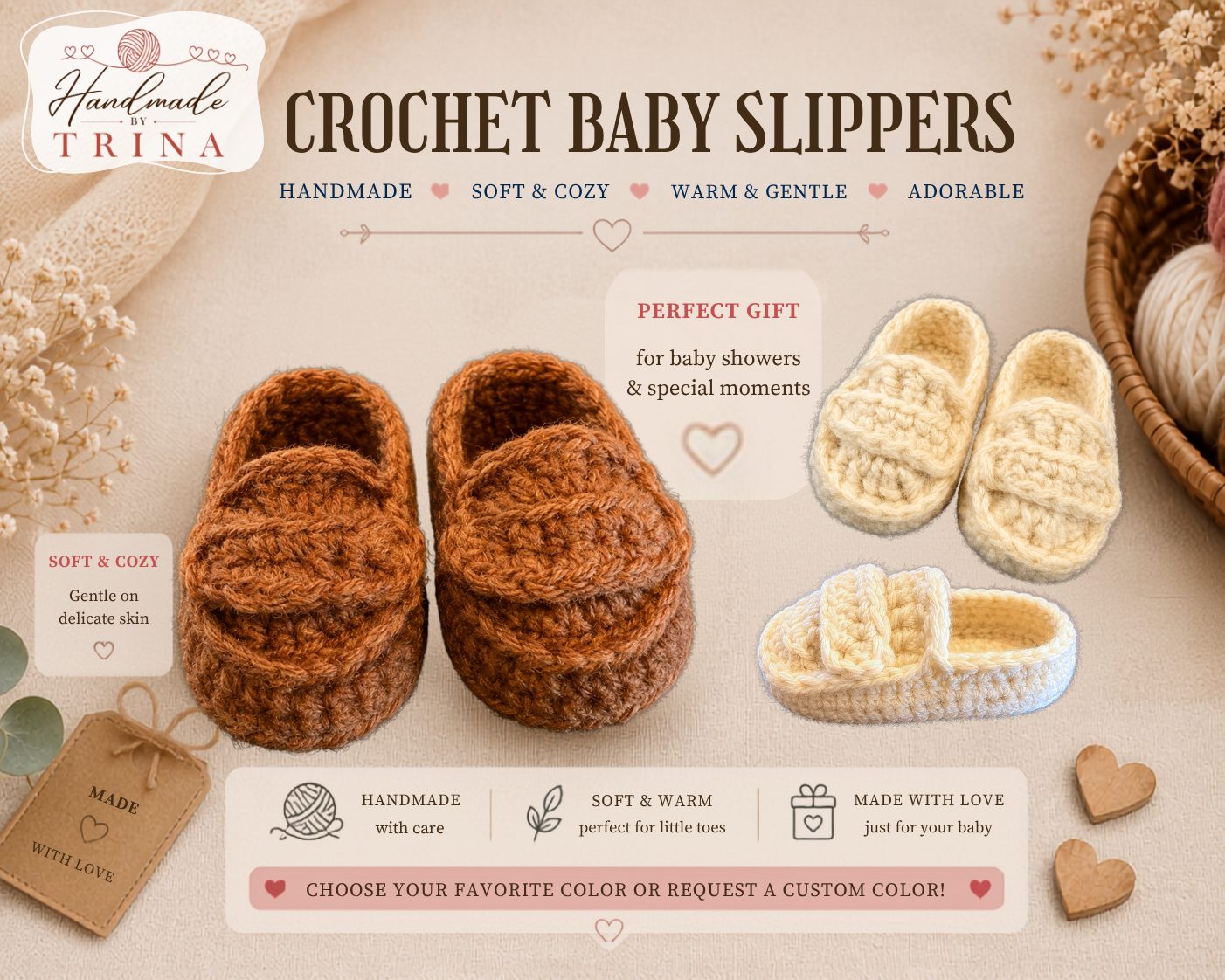Crochet Baby Slippers | Classic & Blossom Styles - Image 3
