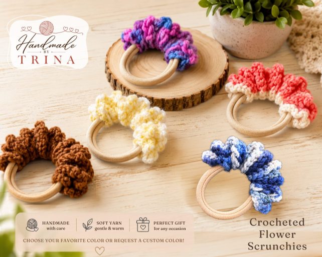 Crocheted Flower Hair Ties | Handmade Hair Accessories