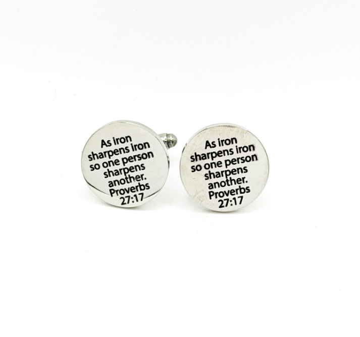 Iron Sharpens Iron 15mm Sm Cuff Links Faith Gift - Image 2