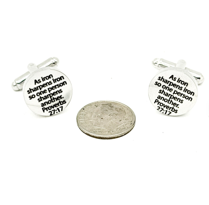 Iron Sharpens Iron 15mm Sm Cuff Links Faith Gift - Image 3