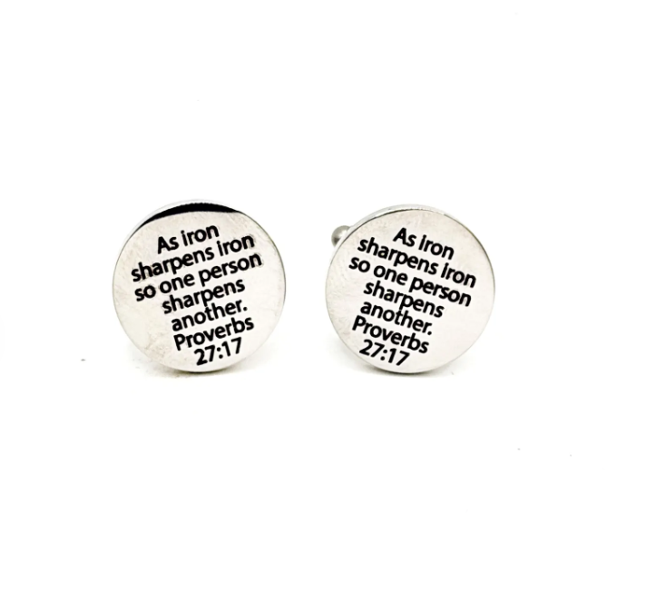 Iron Sharpens Iron 20mm Lg Cuff Links Faith Gift - Image 3