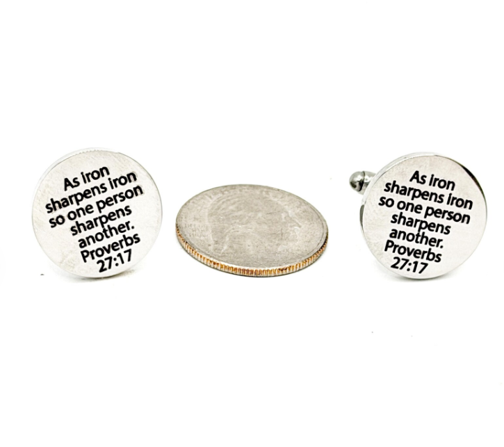 Iron Sharpens Iron 20mm Lg Cuff Links Faith Gift - Image 2