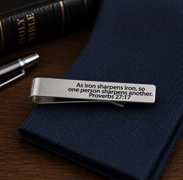 Iron Sharpens Iron Tie Clip Faith Gift