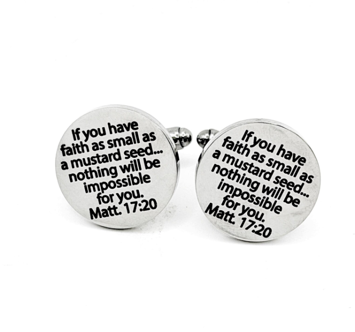 Mustard Seed Scripture 20mm Cuff Links - Image 2