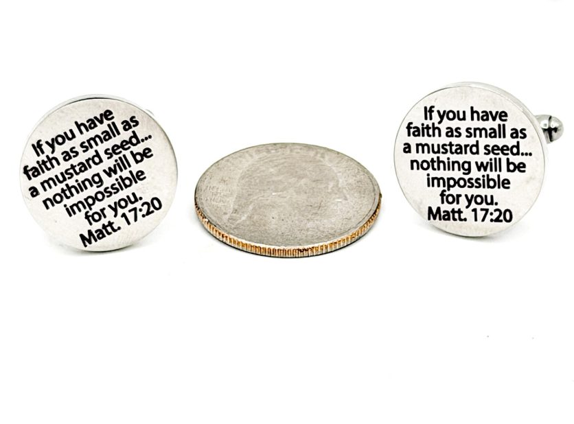 Mustard Seed Faith Tie Clip 20mm Cuff Link Set - Image 3