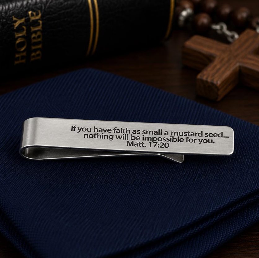 Mustard Seed Faith Scripture Tie Clip