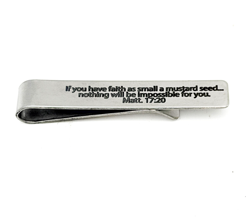 Mustard Seed Faith Scripture Tie Clip - Image 2